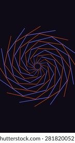 A sophisticated abstract illustration featuring a hypnotic spiral pattern composed of red and blue intersecting geometric lines. The dynamic motion and intricate vortex design offer a visually compelling focal point for artistic projects.