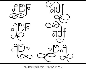 Sophisticated ADF Calligraphy Logo - Artistic Lettering Emblem, Handcrafted ADF Overlapped Monogram - Premium Letter Logo