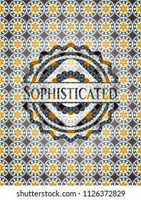 Sophisticated arabic badge. Arabesque decoration.