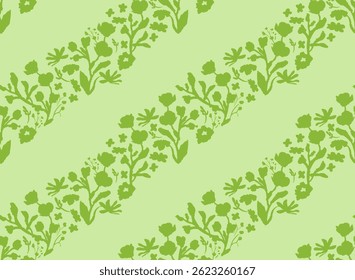 Sophisticated Bicolor floral pattern features a harmonious blend of botanical elements in a seamless tileable layout. Perfect for fashion textiles, wallpaper, packaging, and surface design projects.