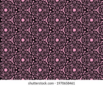 sophisticated black lace pattern on a pink background