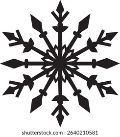 A sophisticated black snowflake silhouette embodies the magic of winter holidays. This elegant design, perfect for Christmas and seasonal decorations, features a crisp, cut-out aesthetic.