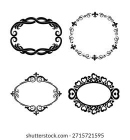 Sofisticados marcos de Vector negro con intrincados diseños perfectos para invitaciones formales y certificados.