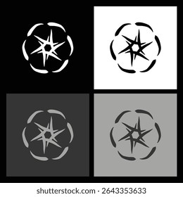 Sophisticated Black and White Radial Icon. Geometric Monochrome Design for Logos, Web Graphics, and Branding Solutions