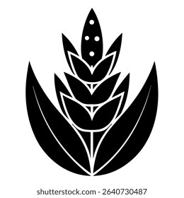 A sophisticated black and white vector illustration presents an elegant wheat stalk, perfectly representing nature, agriculture, and the harvest. This simple, minimalist design.