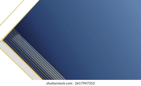 sophisticated blue background featuring gold lines and white accents, ideal for creating professional presentations, corporate designs, or elegant business materials