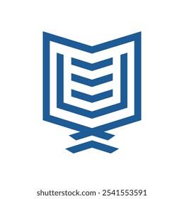 Sophisticated blue logo featuring a geometric, layered design that resembles an open book, ideal for publishing companies, bookstores, or educational institutions