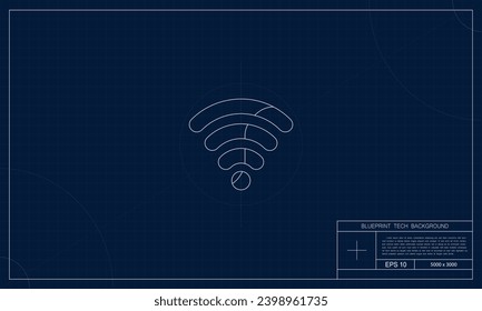 Sophisticated blueprint-style WiFi illustration background, making it ideal for projects related to WiFi technology, internet infrastructure, and cutting-edge design.