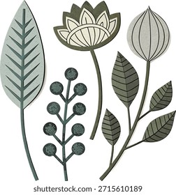 Ilustraciones botánicas sofisticadas para diseño y decoración