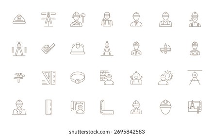 Sophisticated bundle of 28 Thin Line vector icons for Engineer, engineered with High Resolution Display Perfect clarity for professional applications.