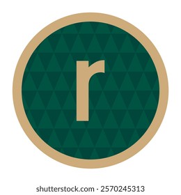 Sophisticated Circle Logo with Letter ‘r’ in Gold and Green Pattern - Ideal for Modern Branding