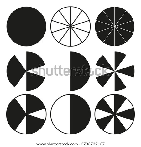 Sophisticated circular icons. Magnificent Vector symbols. Magnificent pie graphics. Sophisticated segment masterpieces. EPS 10.