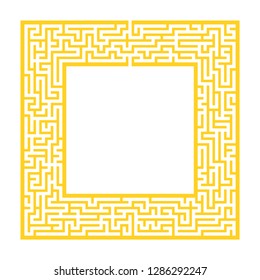 Sophisticated color square maze frame. Game for kids and adults. Puzzle for children. One entrance, one exit. Labyrinth conundrum. Flat vector illustration. With place for your image