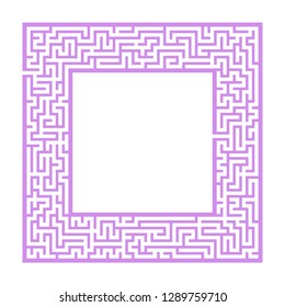 Sophisticated color square maze frame. Game for kids and adults. Puzzle for children. One entrance, one exit. Labyrinth conundrum. Flat vector illustration. With place for your image