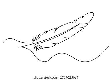Sofisticada ilustración de plumas de arte de línea continua en blanco y negro