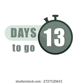 Sophisticated countdown Vector. Number thirteen 13 thirteen. Days to go. Significant deadline timepieces timepieces. EPS 10.