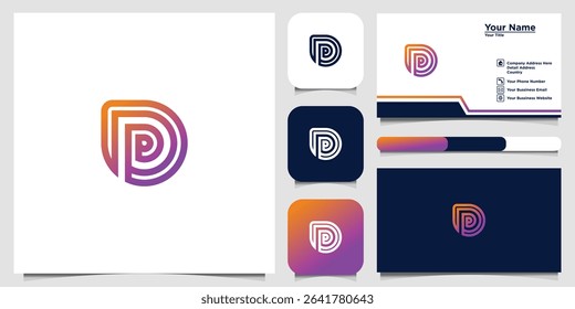 Sophisticated 'D' Letter Gradient Logo Design and Business Card Template Pack