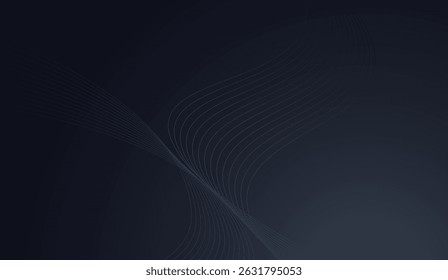 Sofisticado fundo azul escuro com curvas de fluxo dinâmicas, perfeito para projetos modernos e projetos criativos versáteis que oferecem um toque de elegância