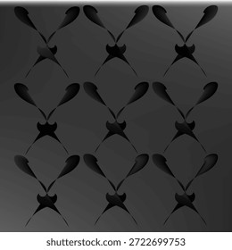 Un diseño sofisticado y oscuro sin fisuras. Cuenta con repetidas Formas geométricas abstractas que se asemejan a las alas estilizadas de mariposa o polilla, renderizadas en tonos de negro y gris oscuro contra un fondo gris degradado. El diseño crea una textura de cuadrícula sutil, elegante y moderna.