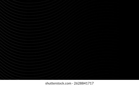 Sophisticated Dark Wavy Lines Pattern, Modern Artistic Background, Minimalistic Design for Digital Projects, Dark Backdrop with Smooth Curves for Creative Use, Elegant Abstract Texture