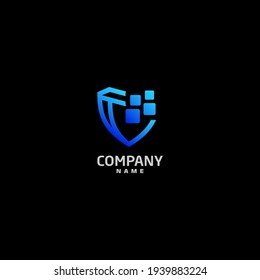 sophisticated data shield colored blue gradient vector eps 10 