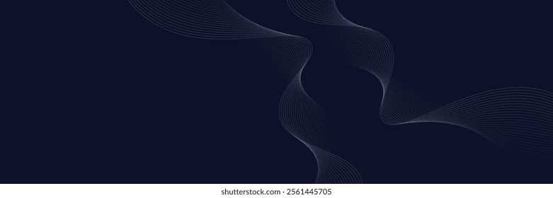 Sophisticated Deep Blue Particle Wave Design with Elegant Flowing Lines, Ideal for Corporate Backgrounds, Premium Digital Artwork, and Stylish Graphic Design Projects