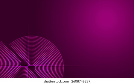 Sophisticated design element featuring concentric circles and precise lines on a rich magenta backdrop evokes a sense of refined modernity and visual intrigue