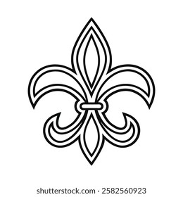 A sophisticated, detailed black outline of a fleur-de-lis.