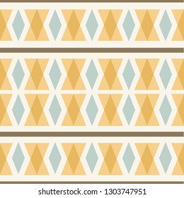 Sophisticated Diamond Stripe Seamless Pattern Design. Golden Yellow With Cream, Brown And Muted Blue Colors. Great For Mens Fashion, Textiles, Home Decor And Graphic Design Uses.