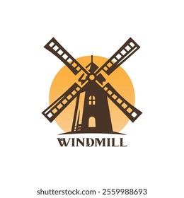 Sophisticated Dutch windmills logo design inspiration. Illustration Windmill logo vector.