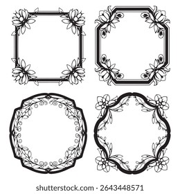 Sophisticated Engraved Vintage Decorative Floral Frames Vector Collection
