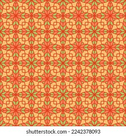Sophisticated floral geometry seamless vector tile pattern. Organic geometric patchwork sample ornament. Abstract flower repeating tiling design. Old clothing symmetry repetitive pattern.