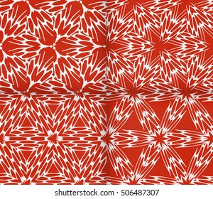 sophisticated geometric pattern based on repetitive simple forms. vector illustration for interior design, backgrounds, card, textile industry. red coloring. set