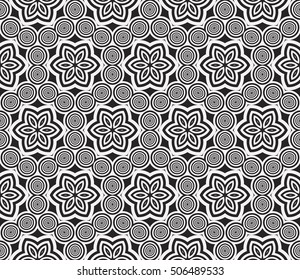 sophisticated geometric pattern based on repetitive simple forms. vector illustration for interior design, backgrounds, card, textile industry. black and white coloring