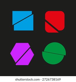 Sophisticated geometry block. Vibrant element Vector. Comprehensive graphic set. Colorful modern minimalist shape. EPS 10.