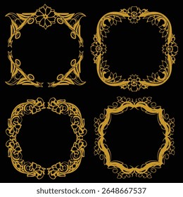 Sophisticated Gold Floral Borders Decorative Thank You Card Collection High Quality Premium