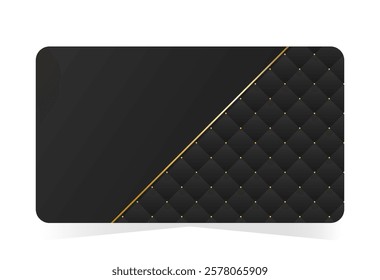 Sophisticated golden luxury card for VIP access. Black leather background with copy space. Vector illustration on transparent background