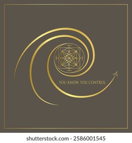 A sophisticated golden spiral design featuring an intricate numerology chart at its core. The phrase  You Know. You Control emphasizes empowerment and self-awareness. Ideal for themes of spirituality,