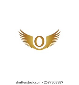  A sophisticated golden winged emblem featuring a sleek circular centerpiece and delicate, symmetrical feathered wings. Ideal for luxury branding and elegant designs.  

