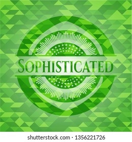 Sophisticated green emblem. Mosaic background