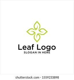 sophisticated green leaf vector with ornament concept logo design