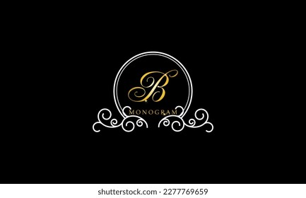 Sofisticado diseño inicial del logotipo de la marca B. Monograma clásico, lujoso y elegante.