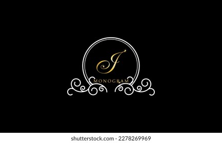 Sofisticado diseño inicial del logotipo de la marca J. Monograma clásico, lujoso y elegante.