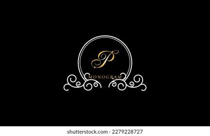 Sophisticated initial P brand logo design. Classic, luxurious, elegant monogram.