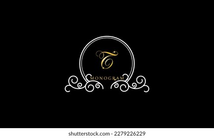 Sofisticado diseño inicial del logotipo de la marca T. Monograma clásico, lujoso y elegante.