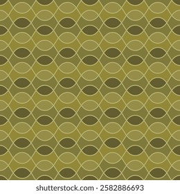 A sophisticated lattice pattern in earthy olive and gold creates a soothing aesthetic perfect for fabric prints, wallpaper, and branding elements.