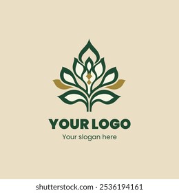 Sophisticated Layered Floral Leaf Logo Design for Elegant and Natural Branding

