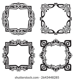 Sophisticated Leafy Vintage Decorative Floral Border Vector Set Packs
