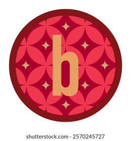 Sophisticated letter b featuring vibrant red floral patterns with star-like accents, designed for premium logos or creative graphics.