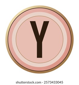 Sophisticated Letter “Y” in a Heartwarming Pink and Gold Circle - Great for Valentine’s Day Art